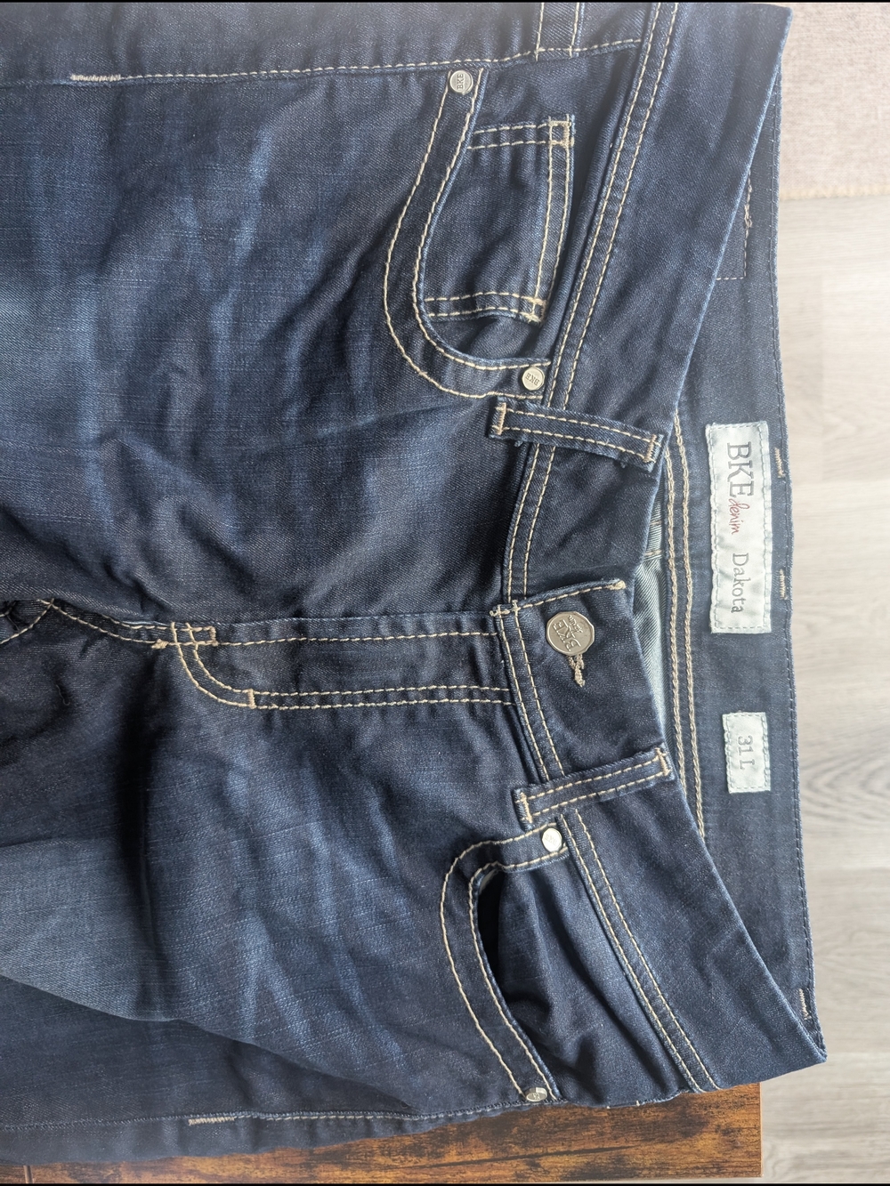 BKE Women's Relaxed Jeans in Dark Indigo with Contrast Stitching
